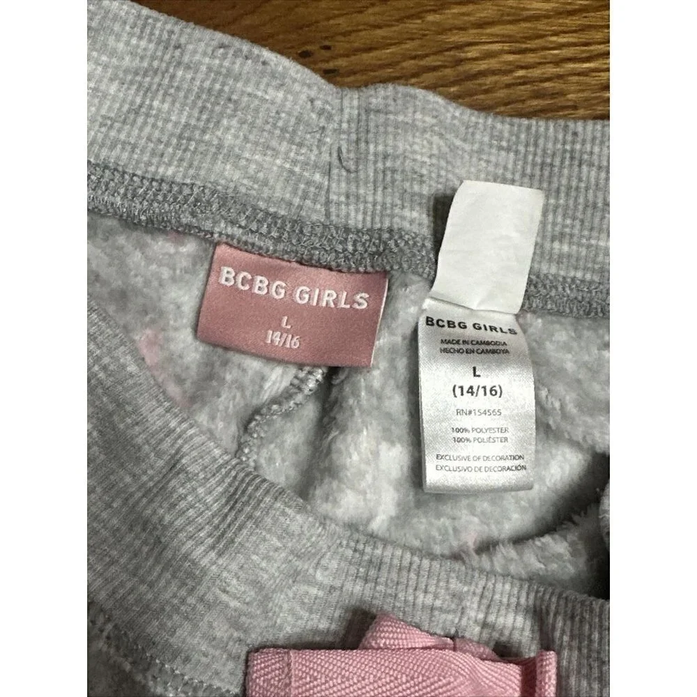 Bcbg Girls Pajama PJs 2-Pieces Lounge Set, Lg Pink & Gray, Kids Sleepwear, Soft